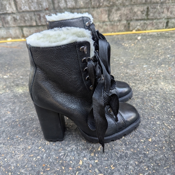 Schutz zhara women's black winter lace up combat boots size 26 - Picture 6 of 11